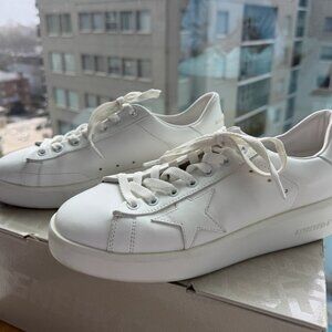Golden Goose Pure Star White Leather Star Accent Sneakers - Size 38